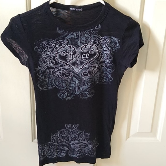 Wet Seal Tops - Black tee with Peace design